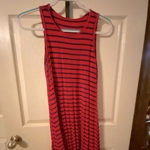 Red and navy stripe dress